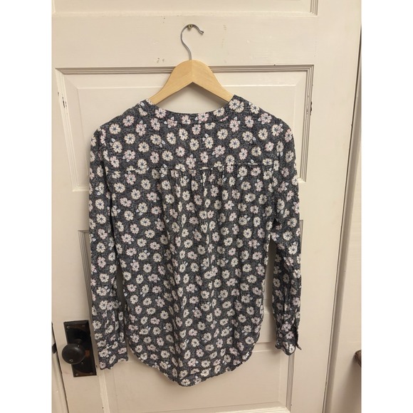 LOFT Women's Black Floral Sketch Pullover Long Sleeve Blouse Size XS - Picture 6 of 7